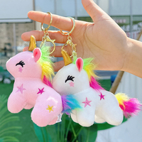 Porte-clés licorne en peluche douce de 9 cm, mini poupée licorne rose en peluche, jouet animal en peluche, porte-clés