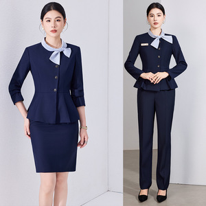 Women's Hotel Waitress Uniforms Long Sleeve Woven Polyester Blend Autumn Winter Workwear For Front Desk Restaurant Barista - Product Image 1