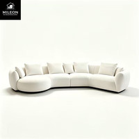 Modernes Modulares Ecksofa L-Form Stoff-Eckgarnitur Wohnzimmer Luxus Gepolstertes Chaiselongue-Sofa Mit Rundem Ottoman