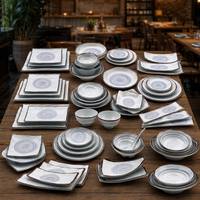 Service de table en mélamine motif encre brumeuse, assiettes incassables à motif brume douce, vente en gros pour restaurants en Égypte, Inde, Afrique, OEM