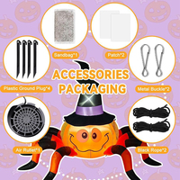 Sombreros de Bruja, Calabazas y Arañas Inflables de Halloween con Luces LED para Decoración de Jardín Exterior