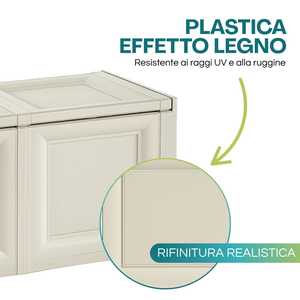 Coffre de rangement en plastique 86x40x42 cm effet bois pour intérieur et extérieur - Product Image 3