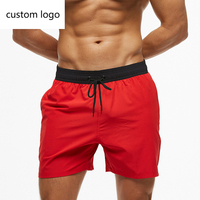 Op voorraad, op maat gemaakte logo's, snelle verzending, heren casual fit plus size ademende effen badshorts met achterzak