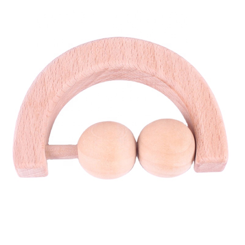 Горячая Распродажа экологически чистый натуральный бук индивидуальная форма детский Прорезыватель кольцо деревянные детские погремушки набор игрушек