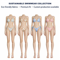 Bikini triangle en tissu recyclé avec cordon de serrage, design personnalisé avec logo du fabricant, pour femmes, maillot de bain, vêtements de bain