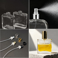 Flacon de parfum en verre de 1/1,3/3,3 oz très vendu |   Flacon de parfum carré à base épaisse avec bouchon en métal texturé |   Logo/Étiquette/Boîte personnalisés