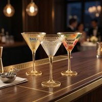 Verre à vin rouge coupe côtelée or champagne, sans BPA, en plastique PS jetable pour bar et mariage