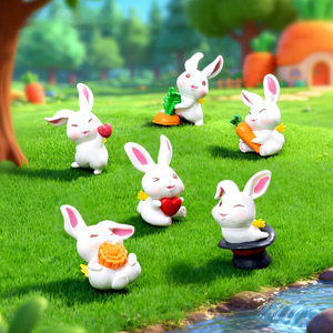 Accessoires de jardinage DIY : Micro-paysage en résine sur le thème des animaux de dessin animé mignons (radis, <span class=keywords><strong>petit</strong></span> lapin) - Product Image 1