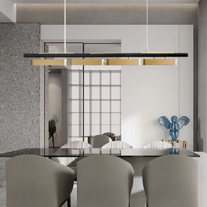 Lampu gantung Restoran Mewah Italia, lampu gantung setrip ruang tamu kreatif sederhana, lampu gantung hitam + tembaga - Product Image 5