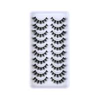Faux cils œil de chat personnalisés à marque privée, 10 paires, auto-adhésifs, réutilisables, doux, aspect naturel pour maquillage des yeux