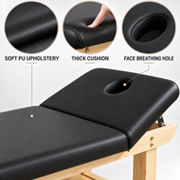 Table de massage en bois massif, stationnaire, pour soins de beauté, lit de massage pour SPA, salon, clinique, hôtel, thérapie de massage facial