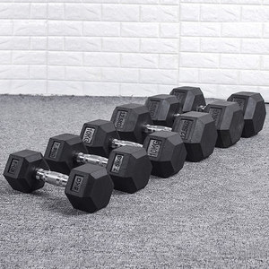 Haltères hexagonaux en caoutchouc de 20 kg pour hommes, logo personnalisé, équipement de salle de sport, haltères en <span class=keywords><strong>fonte</strong></span> - Product Image 4