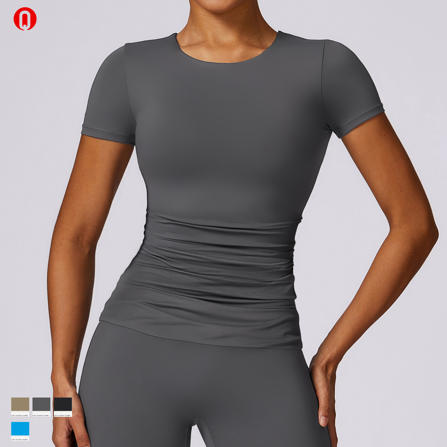Breathable Active Wear Ladies Sexy High Elastic Short Sleeve Sport T-shirt Running Compression Crewneck Yoga T Shirt for Women