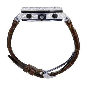 Reloj mecánico automático brillante de acero inoxidable con detalles de moissanita helada, precisión de atractivo de moda de lujo de calidad superior - Product Image 4