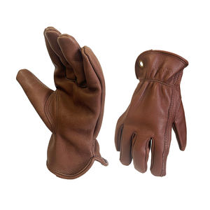 Guantes de trabajo de palma completa de cuero de vaca marrón <span class=keywords><strong>Popular</strong></span> para hombres y mujeres guantes de construcción de seguridad muestra gratis protección de brazos y manos - Product Image 5