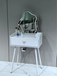 Wholesale Simple Style Bedroom <b>Dressing</b> Furniture LED Round <b>Mirror</b> Makeup <b>Vanity</b> Desk With Storage Drawers - Product Image 3