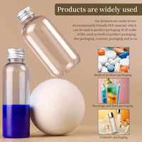 Bouteille de lotion en plastique PET de 30ml 50ml 60ml 80ml 100ml 120ml Bouteille ronde avec bouchons à vis en aluminium pour voyage