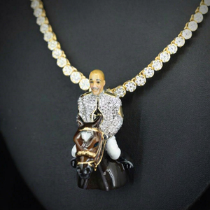 Pendentif Chevalier 3D en Émail Personnalisé, Moissanite Sertie, Style Hip Hop Bling, en Argent 925 Plaqué Or Rose, Bijou Cadeau de Mariage - Product Image 1