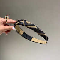 Serre-tête large en tissu de créateur, noir et beige bicolore, durable et imperméable, accessoires pour cheveux pour femmes