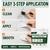Pâte de réparation murale imperméable et anti-moisissure TC pour fissures, trous, peinture qui se décolle et réparation multi-surfaces des murs intérieurs