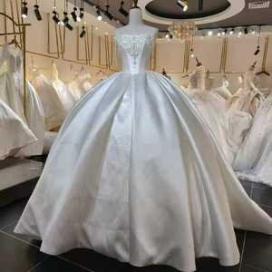 Lsml027 Vestidos de Novia Elegantes sin Tirantes con Apliques de Encaje y Satén, Vestido de Novia Jancember - Product Image 1