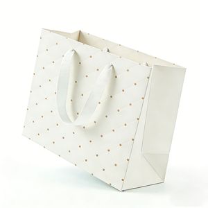 Sacs cadeaux en papier matelassé gaufré de luxe avec poignées en patchwork, couleurs pastel, réutilisables, sacs shopping artisanaux de spécialité, logo personnalisable - Product Image 4