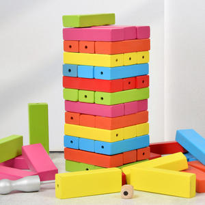 Coloré 54 pièces bricolage bloc de construction ensemble grand nombre jouet <span class=keywords><strong>en</strong></span> <span class=keywords><strong>bois</strong></span> pour dominos à empiler éducatifs - Product Image 2