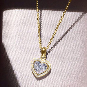 Simple 925 Silver Cross Chain Dainty Heart <b>Necklace</b> with VVS <b>D</b> GRA Heart Cut Moissanite Pendant Trendy Unisex Party Jewelry - Product Image 4