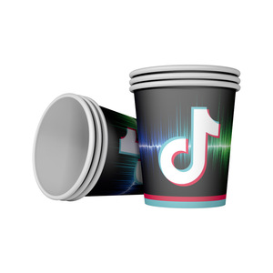 แก้วปาร์ตี้วันเกิด TikTok ชุด 12 ชิ้น ภาชนะทรงกลมสำหรับงานเฉลิมฉลอง สไตล์การ์ตูน แก้วน้ำแบบใช้แล้วทิ้ง - Product Image 1