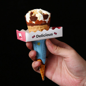 Custom Ice-Cream Cone Anti-Drip Ring Paper Tray Ice-Cream Ice Bar Waterproof Tray Paper <b>Box</b> Paper Sleeve Hot <b>Milk</b> Treasure Tray - Product Image 2