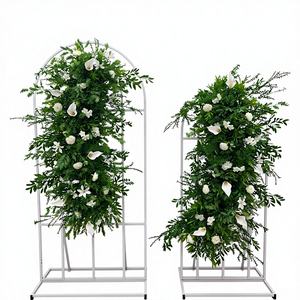 Arco de Flores de Rosas Artificiales de Seda Personalizado al por Mayor, con Diseño Asimétrico, para Decoraciones de Boda - Product Image 1