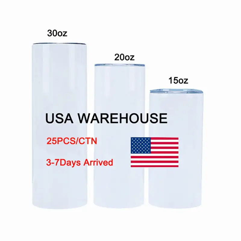 USA Warehouse Schneller Versand 20oz Straight Skinny Blank Sublimation becher mit Metalls troh und Matte