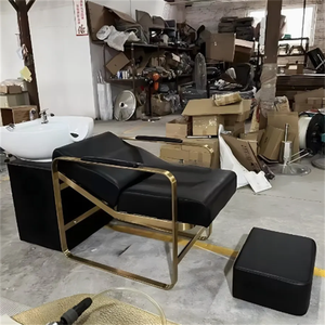 Lit de shampooing de salon de luxe pour salon de coiffure avec lavabo en céramique, design portable - Product Image 1