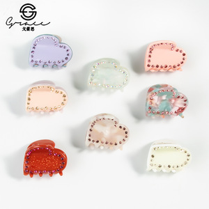 Thời trang Acetate dễ thương Mini hình trái tim Claw tóc Clip 3cm cho phụ nữ phụ kiện hàng ngày - Product Image 5