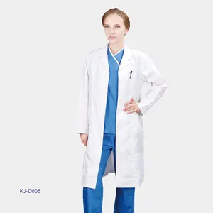 Doctor coat-bata de laboratorio, 100% algodón, color blanco, uniformes de doctor