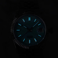 Reloj Formal Clásico para Hombre con Logotipo Personalizado, Movimiento SW200, Fecha, Esfera Azul, 36MM, Acero Inoxidable 316L, Reloj de Pulsera Mecánico Automático