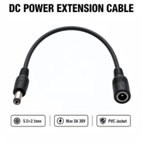 Connecteur d'alimentation CC 5,5x2,1 mm, câble d'extension, fiche mâle-femelle, cuivre étamé, fil de 400 mm, OEM personnalisé pour routeurs