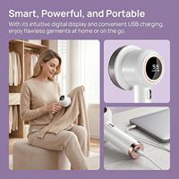 Removedor de Pelusas USB para Ropa y Sofás, Afeitadora Eléctrica de Tela con 6 Cuchillas, Luz LED y 3 Velocidades