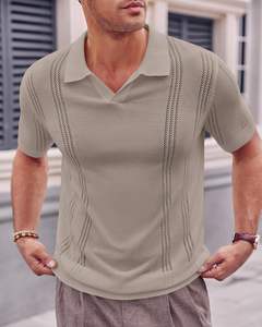 Nouveau design – <span class=keywords><strong>Polo</strong></span> en maille pour homme à manches courtes, col en V, coupe ample, couleur unie, motif squelette - Product Image 1