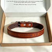 Collier pour animaux de compagnie en cuir pleine fleur durable personnalisé, marron rétro avec patte embossée et texte personnalisé, collier réglable robuste