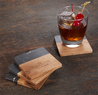 Sous-verres en marbre et bois d'acacia pour boissons, cadeaux de mariage, en stock local aux États-Unis, sans droits de douane