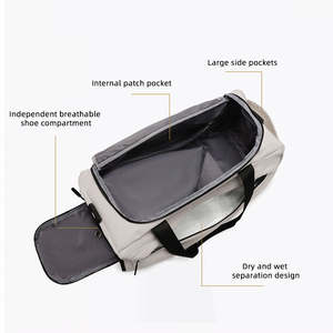 Sac de voyage en nylon imperméable à grande capacité avec logo personnalisé, sac de sport unisexe, sac de sport avec séparation sèche et humide, fermeture éclair - Product Image 4