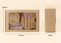 Ensemble d'Assiettes pour Bébés en Silicone sans BPA, de Qualité Alimentaire, Personnalisé, à Compartiments, avec Design Bambou, pour Tout-petits