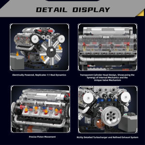 Bộ mô hình lắp ráp mô phỏng động cơ chạy bằng pin V8 dành cho người lớn, khối xây dựng cơ khí với piston xoay - Product Image 3