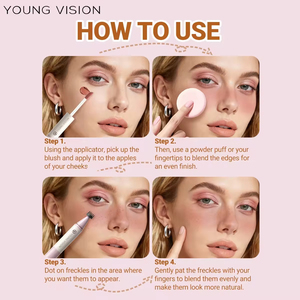 Nouveau style en gros – Stylo liquide double-tête 4 couleurs pour taches de rousseur, blush liquide multi-usage naturel pour rendez-vous galants - Product Image 4