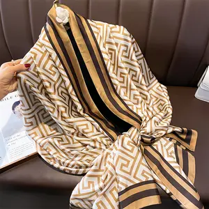 2024 nouvelle mode grand doux 180*90cm foulards en soie châles designer de luxe géométrie impression foulard en soie femmes musulmanes hijabs châles