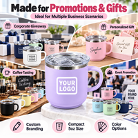 Gobelet miniature personnalisé de 5 oz avec poignée et couvercle, intérieur en acier inoxydable 304, 9 couleurs, OEM ODM, cadeau promotionnel
