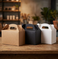 Caja de Papel Kraft para Llevar Comida Caliente, con Asa y Cierre Seguro, para Almuerzo, Pollo Frito, Envase Ecológico Desechable, Tamaño Personalizado