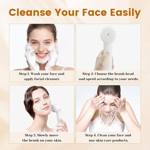 Waterproof Custom Facial Cleansing Sponge <b>Brush</b> Face Scrubber <b>Electric</b> Face Spin Cleanser Soft Bristle Face Cleansing <b>Brush</b> - Product Image 6