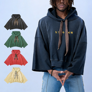 KingSen – Nouveaux sweats à capuche courts personnalisés, imprimés et brodés, délavés à l'acide, 100 % coton, coupe oversize, style streetwear ajusté - Product Image 1